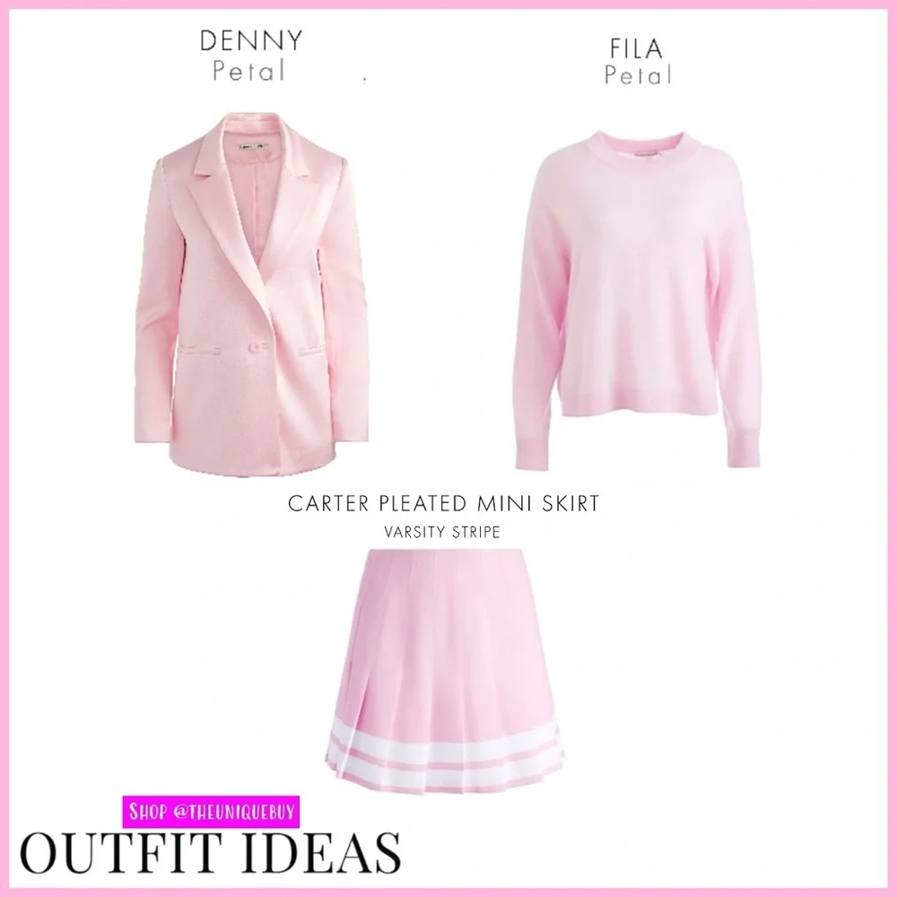 Alice + Olivia Carter Pink Pleated Varsity Striped Mini Skirt